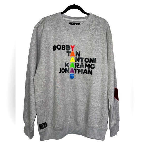 🏳️‍🌈 NWT! Queer Eye Cast Names Embroidered Heart Sweatshirt - Picture 1 of 16